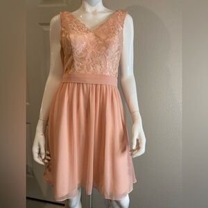 Angel Formal Dresses~Handmade~V-Neck Lace Bodice~Chiffon Skirt~Midi Dress~Size 4